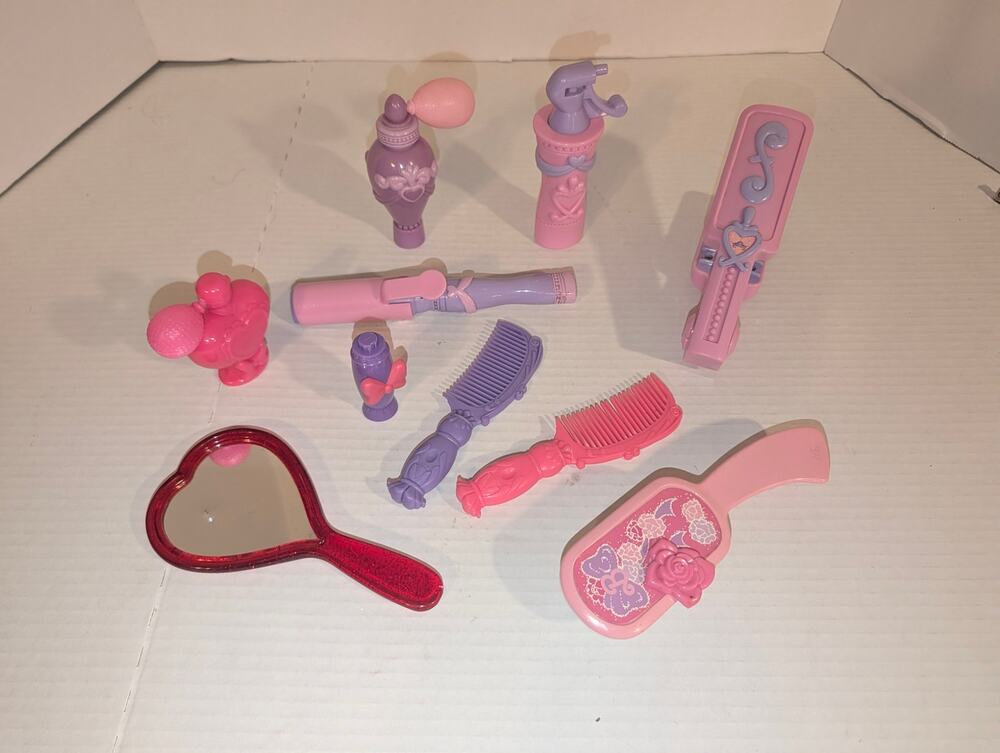 Lot Vtg Girls Pretend Play Hair Styling Tools Disney Pink Purple